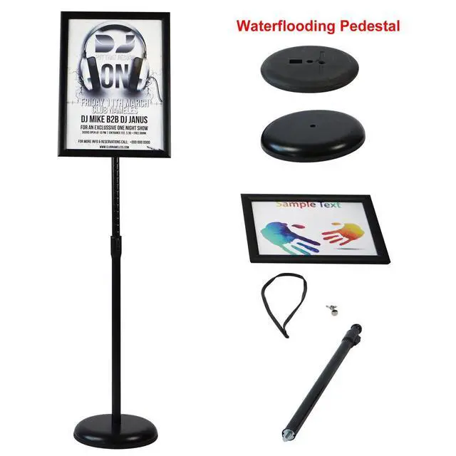 Alt view image 7 of 7 - Adjustable Heavy Duty Pedestal Sign Holder Floor Stand, Sign Stand Poster Stand, Standing Floor, 8.5 x 11 inch, Vertical & Horizontal View, Outdoor Standing Display Sign Holders Aluminum Black 2 Pack