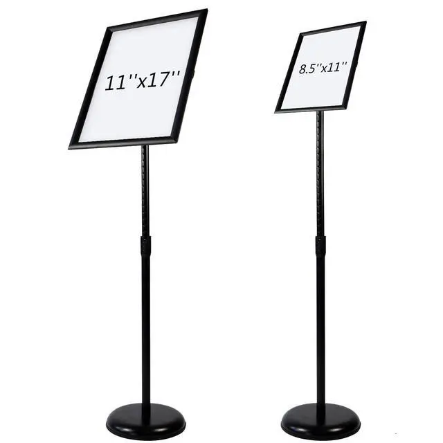 Alt view image 6 of 7 - Adjustable Heavy Duty Pedestal Sign Holder Floor Stand, Sign Stand Poster Stand, Standing Floor, 8.5 x 11 inch, Vertical & Horizontal View, Outdoor Standing Display Sign Holders Aluminum Black 2 Pack