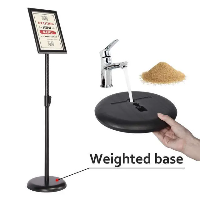 Alt view image 5 of 7 - Adjustable Heavy Duty Pedestal Sign Holder Floor Stand, Sign Stand Poster Stand, Standing Floor, 11 x 17 inch, Vertical & Horizontal View, Outdoor Standing Display Sign Holders Aluminum Black 2 Pack