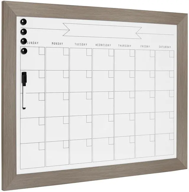 Alt view image 2 of 5 - Beatrice Framed Magnetic Dry Erase Monthly Calendar, 23x29, Gray
