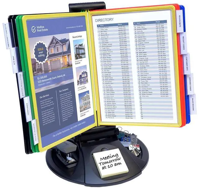 Main image of AdjustaView SUPPLY BASE Desk Reference Display Organizer CL | 5 Adjustable Viewing Angles PLUS Functional Supply Storage Base, 10 Letter Size EZ-Load Color Pockets, Easy No Tool Assembly