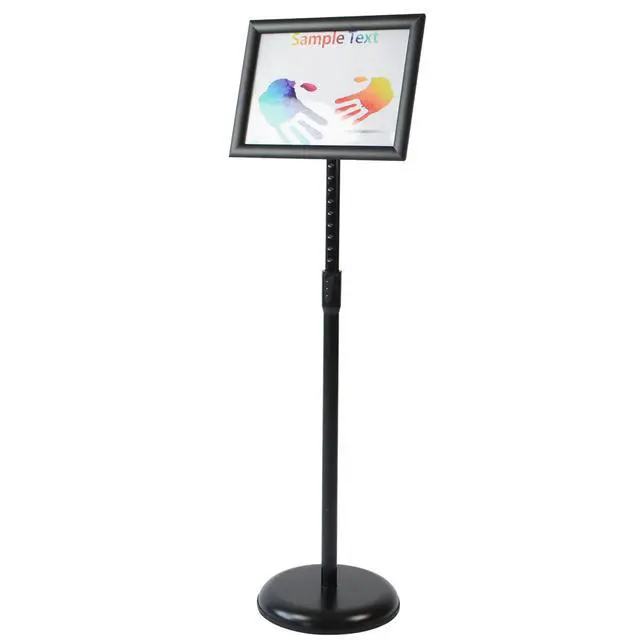 Alt view image 5 of 7 - Adjustable Heavy Duty Pedestal Sign Holder Floor Stand, Sign Stand Poster Stand, Standing Floor, 8.5 x 11 inch, Vertical & Horizontal View, Outdoor Standing Display Sign Holders Aluminum Black 2 Pack