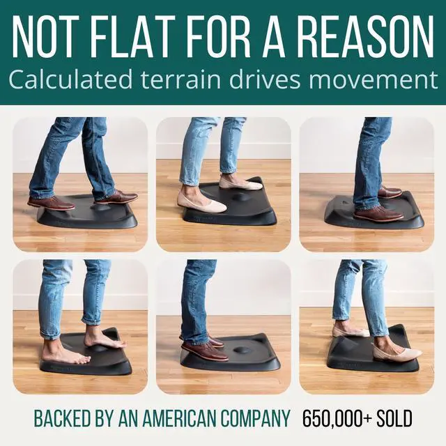 Alt view image 2 of 7 - Standing Desk Mat - Topo Mini by | The Smaller Not-Flat Anti-Fatigue Standing Desk Mat with Calculated Terrain | Ultra-Thick Premium Comfort Foam, Durable, No PFAs or PVC | Obsidian Black
