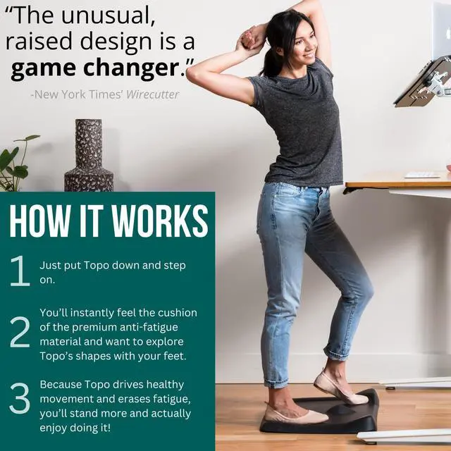 Alt view image 3 of 7 - Standing Desk Mat - Topo Mini by | The Smaller Not-Flat Anti-Fatigue Standing Desk Mat with Calculated Terrain | Ultra-Thick Premium Comfort Foam, Durable, No PFAs or PVC | Obsidian Black