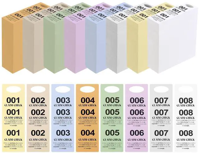 Main image of 4000 Pcs 8 Colors Part Small Coat Check Tickets Colored Paper Coat Room Check Tags (Set of Pink, Blue, Yellow, White, Orange, Green, Beige, Gray)