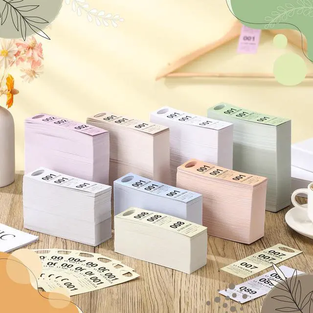 Alt view image 6 of 7 - 4000 Pcs 8 Colors Part Small Coat Check Tickets Colored Paper Coat Room Check Tags (Set of Pink, Blue, Yellow, White, Orange, Green, Beige, Gray)