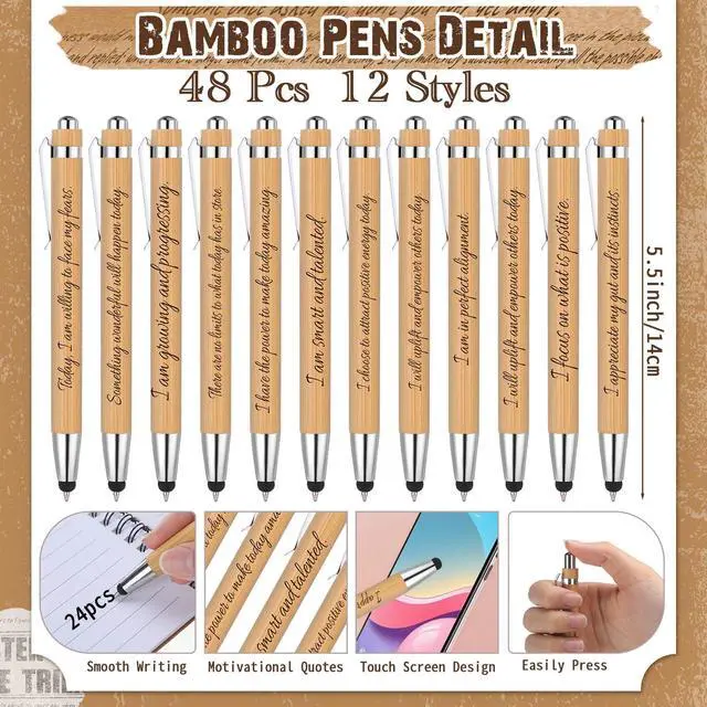 Alt view image 4 of 6 - 96 Pcs/48 Set Bulk Positive Affirmation Spiral Notebooks with Bamboo Pen Daily Affirmation Gift Set Motivational Encouragement Notepad Small Journals 5.5 x 3.9 inch for Women Self Care