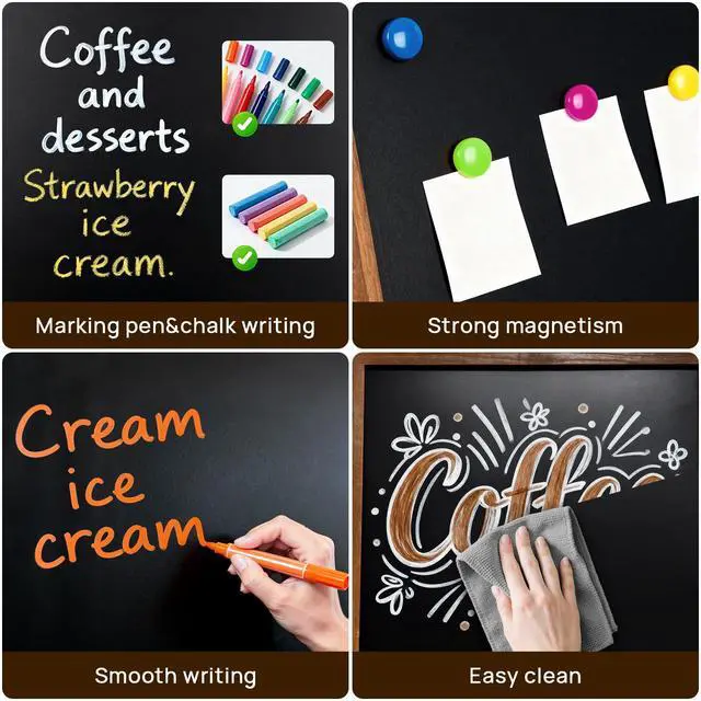 Alt view image 5 of 6 - A Frame Chalkboard Sign, 40" x 20" Magnetic Outdoor Chalk Board Signs, Wooden Standing Double-Sided Sidewalk Chalk Board for Restaurant Menu, Cafés, Christmas, Wedding