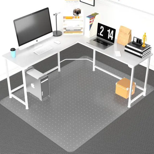 Main image of Office Chair Mat for Carpeted Floor, 63"x51" Clear Desk Mat for Carpet Large Protector Floor Mat On Low Pile Carpets, Easy Glide Rolling Plastic Floor Mat, Computer Chair Mat for Home Office