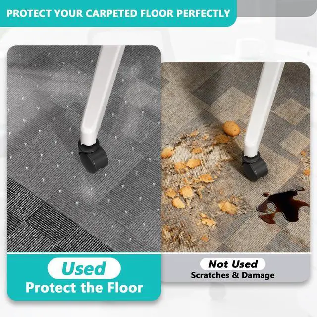 Alt view image 3 of 7 - Office Chair Mat for Low Pile Carpet with Lip, 48" x 60" Clear Heavy Duty Plastic Floor Protector for Smooth Rolling Desk & Computer Chairs, Under Desk Chair Mat for Home Office
