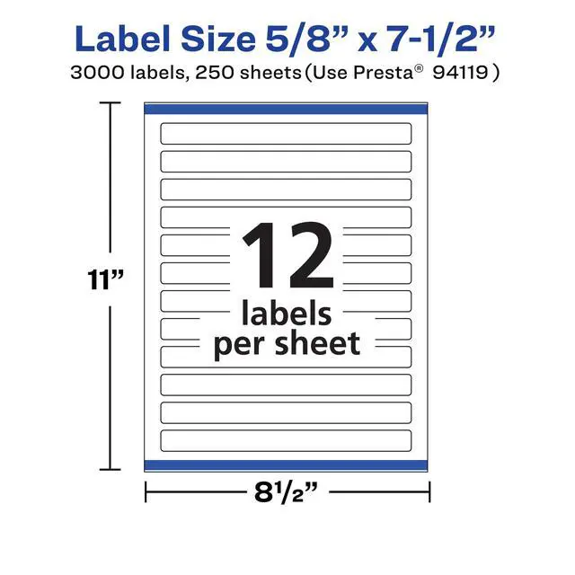 Alt view image 5 of 6 - ® Matte White Rectangle Labels, Sure Feed® Technology, 5/8" x 7.5", 3,000 White Labels, Print-to-The-Edge, Permanent Adhesive, Laser/Inkjet Printable