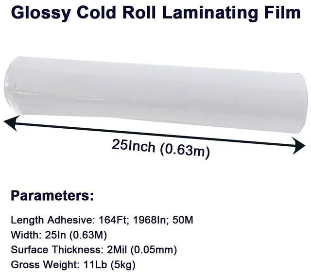 Alt view image 2 of 6 - 1968x25 Inch (0.7x54Yard) 2 mil Thickness Glossy UV Luster Vinyl Cold Laminating Film 3 Inch Core Glossy Cold Roll Laminate Clear Cold Lamination for Photo Picture Laminating and Protection