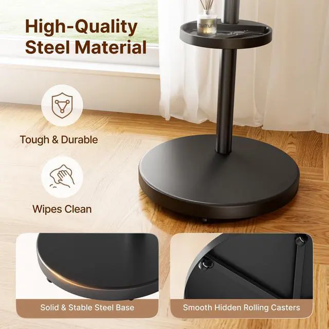 Alt view image 6 of 7 - Rolling TV Stand for 32-65" TVs, 88 lbs, Black | Portrait or landscape mobile TV cart, adjustable storage box, shelf, height and tilt, VESA up to 400x400