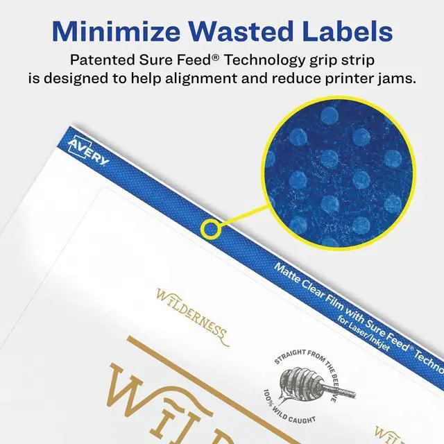 Alt view image 4 of 7 - ® Matte Clear Rectangle Labels, Sure Feed® Technology, 5" x 7", 200 Matte Clear Labels, Laser/Inkjet Printable