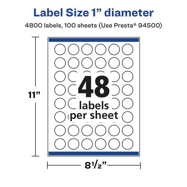 Alt view image 5 of 7 - Matte Clear Round Labels, Sure Feed Technology, 1" Diameter, 4,800 Matte Clear Labels, Print-to-The-Edge, Laser/Inkjet Printable