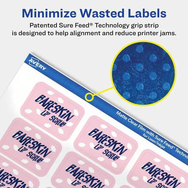 Alt view image 4 of 7 - Matte Clear Rectangle Labels, Sure Feed Technology, 1" x 1.5", 3,200 Matte Clear Labels, Print-To-The-Edge, Laser/Inkjet Printable