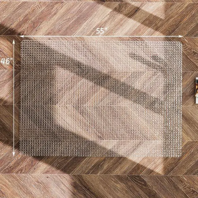 Alt view image 2 of 7 - 46"x55" Tempered Glass Chair Mat Checkered Patterned Desk Mats | Heavy Duty Floor Mats Protector for Hardwood Floors, Rolling Office Chair Mat with Round Corner for Carpet Computer Floor