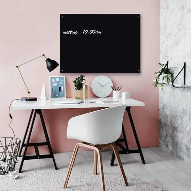 Alt view image 4 of 7 - Black Magnetic Glass Whiteboard,36"×24" (3'x 2'),Glass Dry Erase Board,Black Frameless Surface, Includes Board, Magnets, 1 Marker and a Eraser,for Home and Office