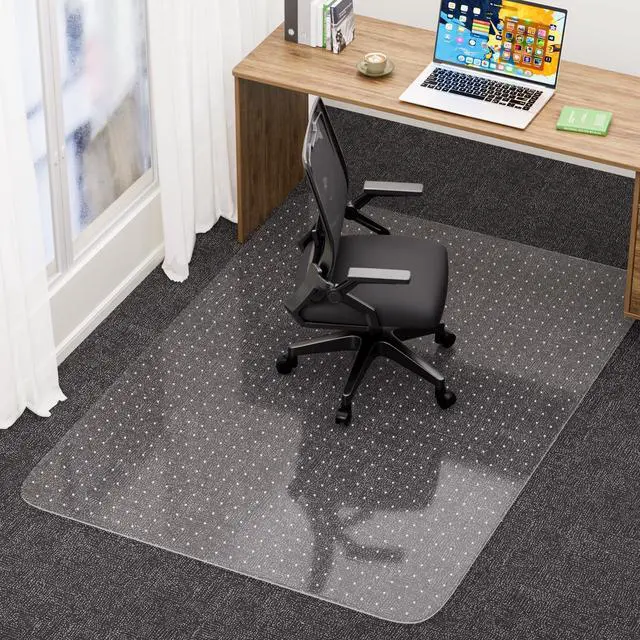 Main image of Office Chair Mat for Low Pile Carpet with Lip, 46" x 72" Clear Plastic | Floor Protector Heavy Duty Desk Chair Mat for Rolling Chairs, Smooth Glide Computer Mat for Home Office