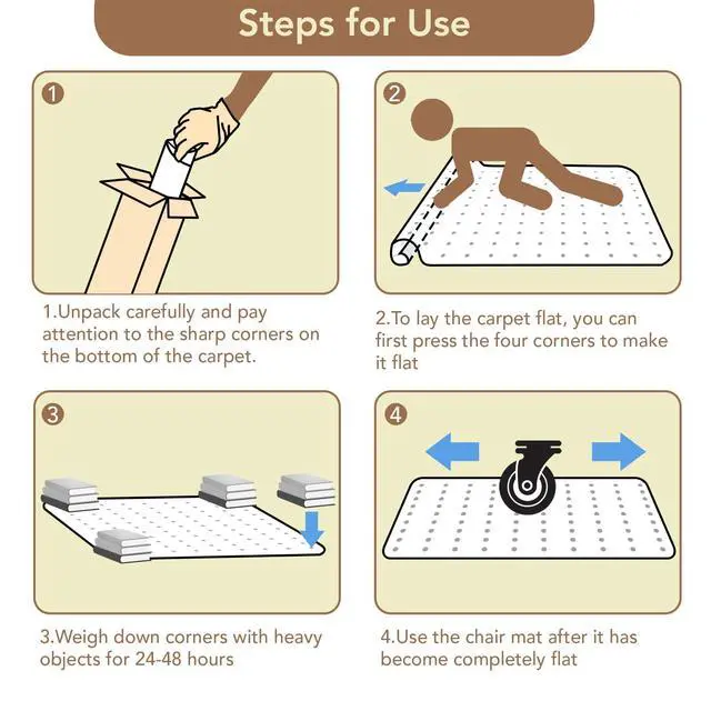 Alt view image 7 of 7 - Office Chair Mat for Low Pile Carpet with Lip, 46" x 72" Clear Plastic | Floor Protector Heavy Duty Desk Chair Mat for Rolling Chairs, Smooth Glide Computer Mat for Home Office