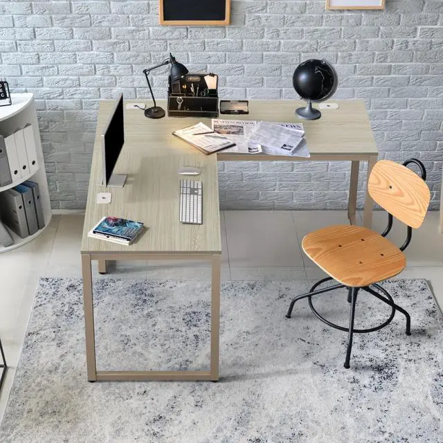 Alt view image 2 of 7 - 55 x 60 Commercial-Grade L-Shape Corner Office Computer Desk, Maple | 10-Year
