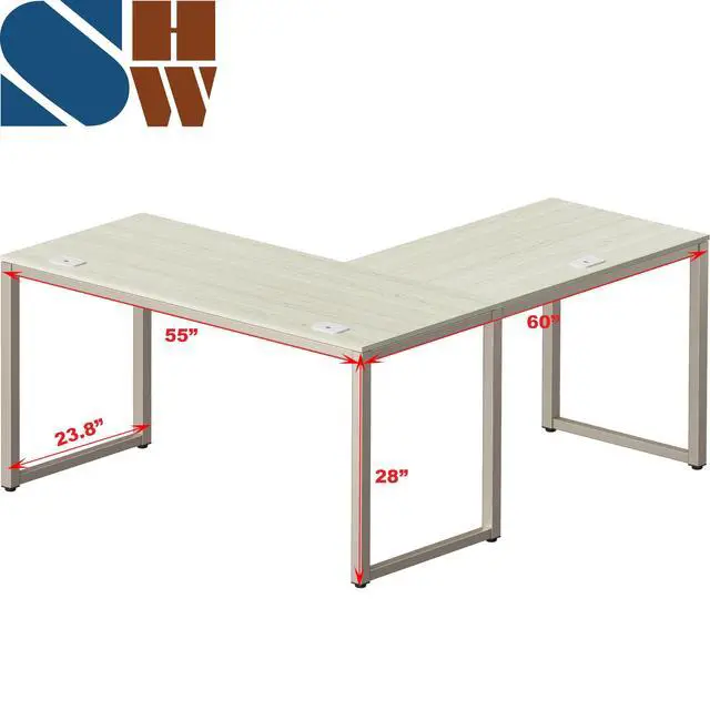Alt view image 3 of 7 - 55 x 60 Commercial-Grade L-Shape Corner Office Computer Desk, Maple | 10-Year