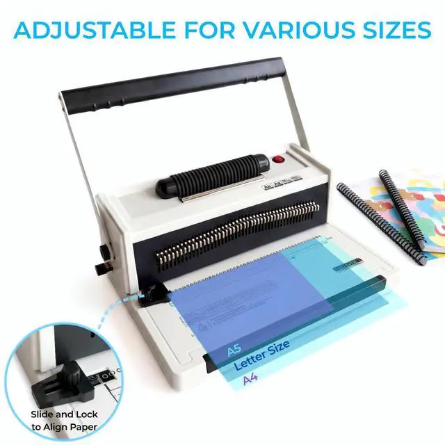 Alt view image 3 of 7 - Spiral Binding Machine with Electric Coil Inserter, 20-Sheet Manual Punch, 4:1 Pitch, 46 Fully Disengageable Pins for Versatile Binding - Binds up to 500 Sheets - Includes 100 Coils & Crimping Pliers