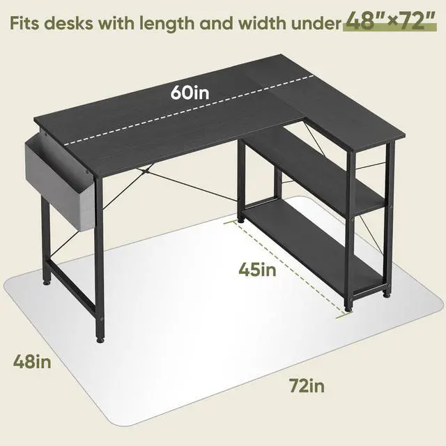 Alt view image 4 of 7 - 48" x 72" Office Chair Mat for Carpet, Tempered Glass Chair Mat with Rounded Corners and Polished Edges, Desk Floor Mat for Carpet, Hardwood Floor, Office