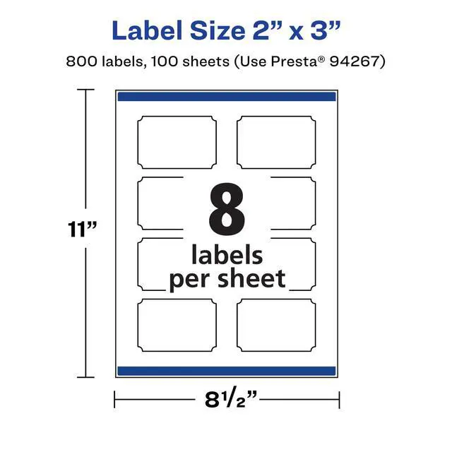 Alt view image 5 of 7 - ® Matte White Scalloped Rectangle Labels, Sure Feed® Technology, 2" x 3", 800 Matte White Printable Labels