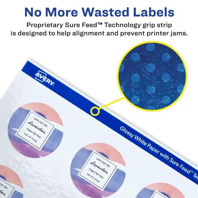 Alt view image 4 of 6 - ® Round Labels, Sure Feed® Technology, 2" Diameter, 1,200 Glossy White Labels (36498)