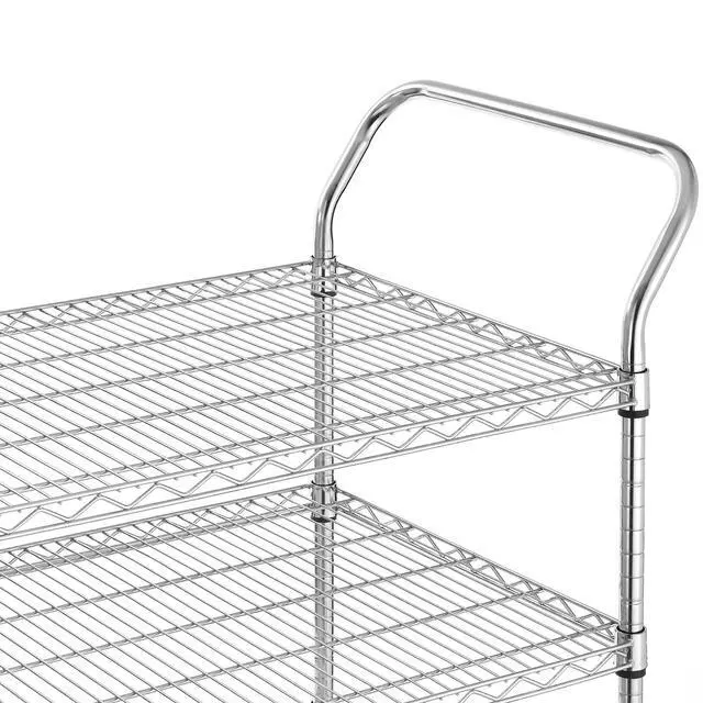 Alt view image 7 of 7 - 3-Tier Commercial Grade Rolling Cart, Heavy Duty Utility Cart with Wheels and Handles, Metal Kitchen Carts on Wheels with 600 lbs Capacity, Shelf Size 24" D x 40" W, NSF