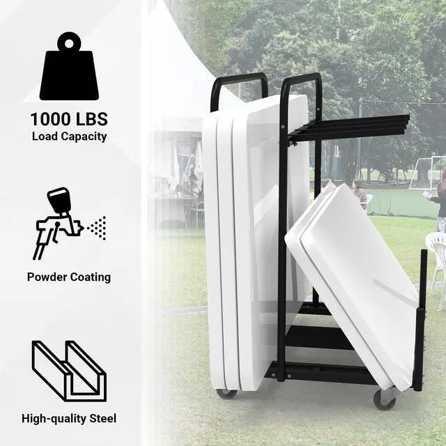 Alt view image 4 of 7 - Folding Table and Chair Rack Cart for 10-16 Chairs & 4-8 Tables | Powder Coated, Perfect for Party, Hotel, Factory, Warehouse, 44.3" L x 31.4" W x 48" H