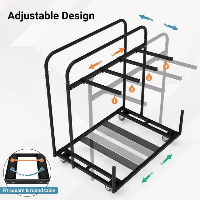 Alt view image 5 of 7 - Folding Table and Chair Rack Cart for 10-16 Chairs & 4-8 Tables | Powder Coated, Perfect for Party, Hotel, Factory, Warehouse, 44.3" L x 31.4" W x 48" H