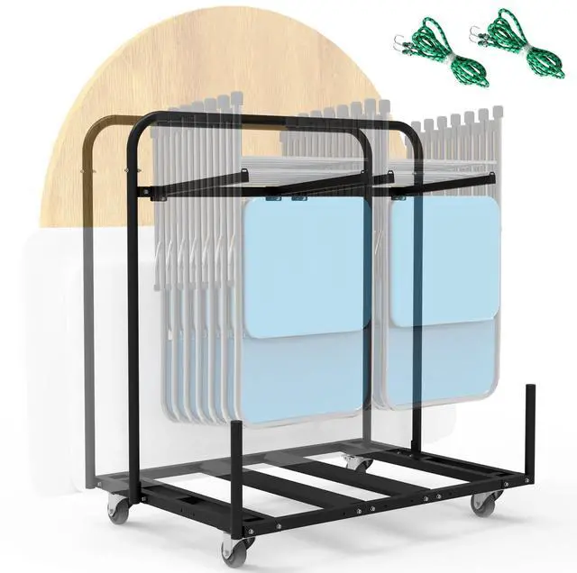 Main image of Folding Table and Chair Rack Cart for 10-16 Chairs & 4-8 Tables | Powder Coated, Perfect for Party, Hotel, Factory, Warehouse, 44.3" L x 31.4" W x 48" H