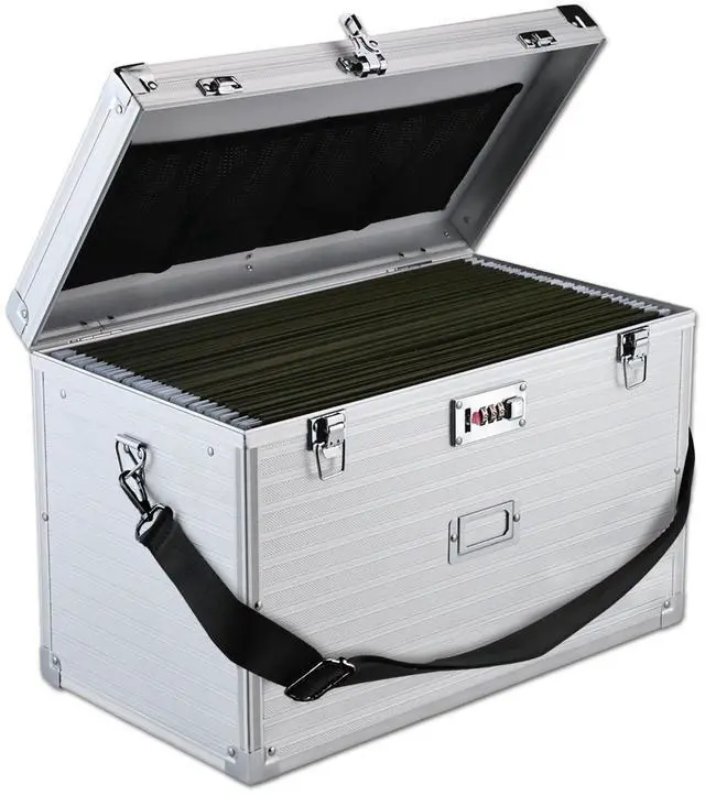Main image of Hanging File Box for Legal, All-in-one set with 20 Folders | Portable Locking Filing Storage Box with Handle & Shoulder strap, Lockable File Cabinet Documents Safe, Lockbox Doc Organizer