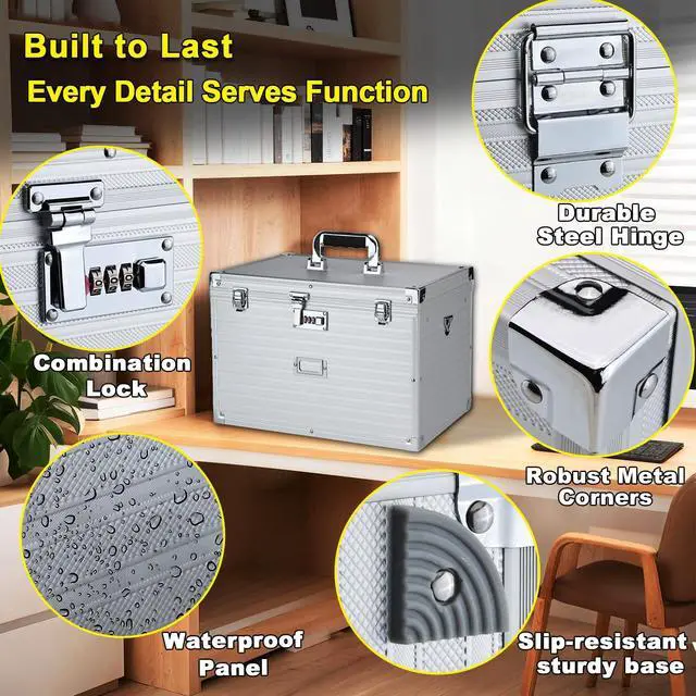 Alt view image 3 of 7 - Hanging File Box for Legal, All-in-one set with 20 Folders | Portable Locking Filing Storage Box with Handle & Shoulder strap, Lockable File Cabinet Documents Safe, Lockbox Doc Organizer