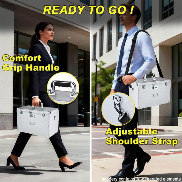 Alt view image 5 of 7 - Hanging File Box for Legal, All-in-one set with 20 Folders | Portable Locking Filing Storage Box with Handle & Shoulder strap, Lockable File Cabinet Documents Safe, Lockbox Doc Organizer