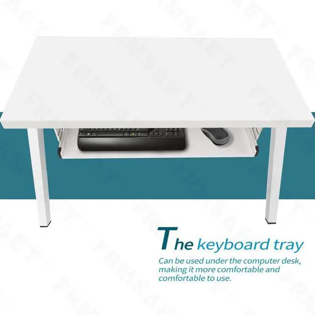 Alt view image 6 of 6 - Under Desk Keyboard Tray Heavy-Duty All-Metal Material 20/24/30 inches Platform Computer Drawer Organizer Home Office Kitchen Bedroom Garage Storage Tool - Easy to Install.(30 inches, White)