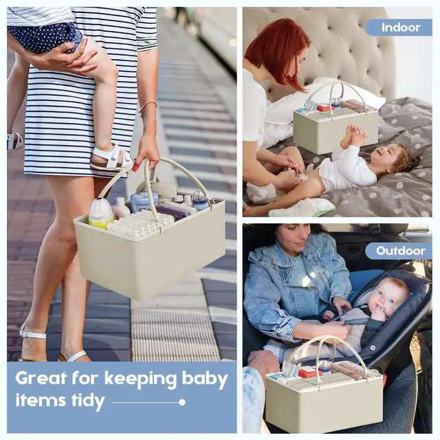 Alt view image 5 of 7 - 2In1 Baby Diaper Caddy Organizers and Storage, 3 Tier Rolling Cart with Dividers and Drawers, Mobile Utility Cart Baby Dresser Clothes Organizer for Changing Table, Crib Nursery, Bedroom