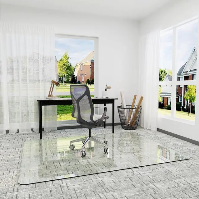 Main image of 45" x 60" Office Chair Mat for Carpet, Tempered Glass Chair Mat with Rounded Corners and Polished Edges, Desk Floor Mat for Carpet, Hardwood Floor, Office