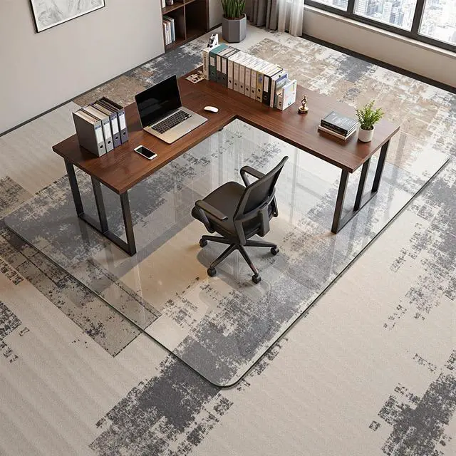 Alt view image 3 of 7 - 45" x 60" Office Chair Mat for Carpet, Tempered Glass Chair Mat with Rounded Corners and Polished Edges, Desk Floor Mat for Carpet, Hardwood Floor, Office