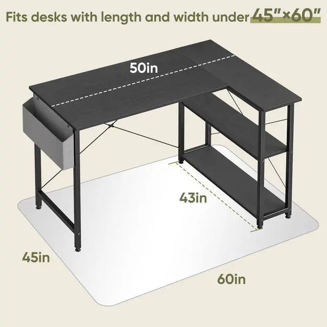 Alt view image 4 of 7 - 45" x 60" Office Chair Mat for Carpet, Tempered Glass Chair Mat with Rounded Corners and Polished Edges, Desk Floor Mat for Carpet, Hardwood Floor, Office