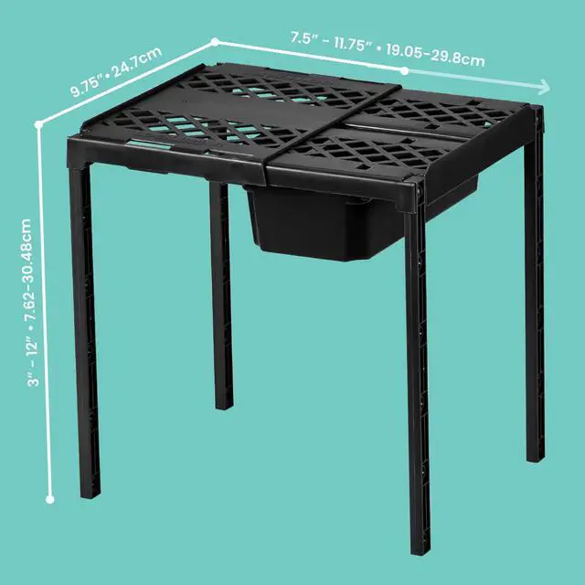 Alt view image 2 of 6 - Adjust-A-Shelf Locker Shelf & Organizer, Extends to Fit Your Locker, Includes Storage Drawer, Black, 3" x 7.5 inches x 13.63 inches (Pack of 6)