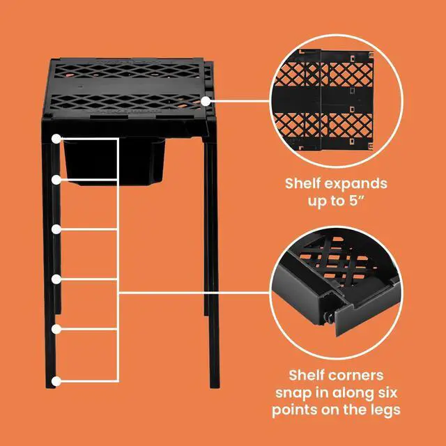Alt view image 5 of 6 - Adjust-A-Shelf Locker Shelf & Organizer, Extends to Fit Your Locker, Includes Storage Drawer, Black, 3" x 7.5 inches x 13.63 inches (Pack of 6)