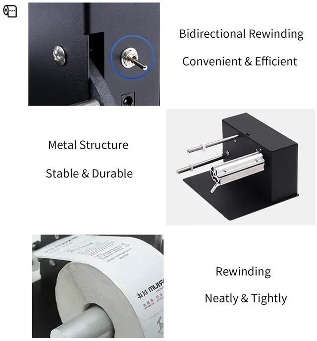 Alt view image 5 of 7 - Automatic Label Rewinder Rewinding Machine Speed 1-8 inch/s Automatic Label Rewinder Two-Way Rewinding 180mm Label Roller Machine Synchronize with Printer (R3)