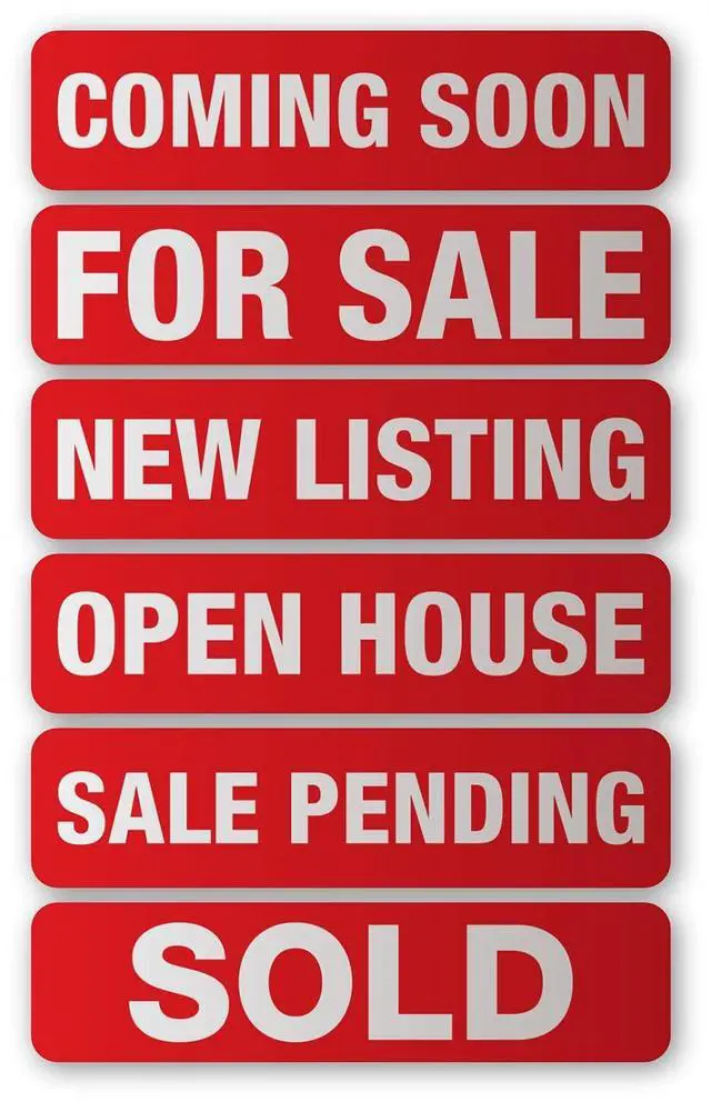 Main image of Red Real Estate Sign Riders | Set of 6 Aluminum Metal Signs With Different Messages for Real Estate | 6x24 inch