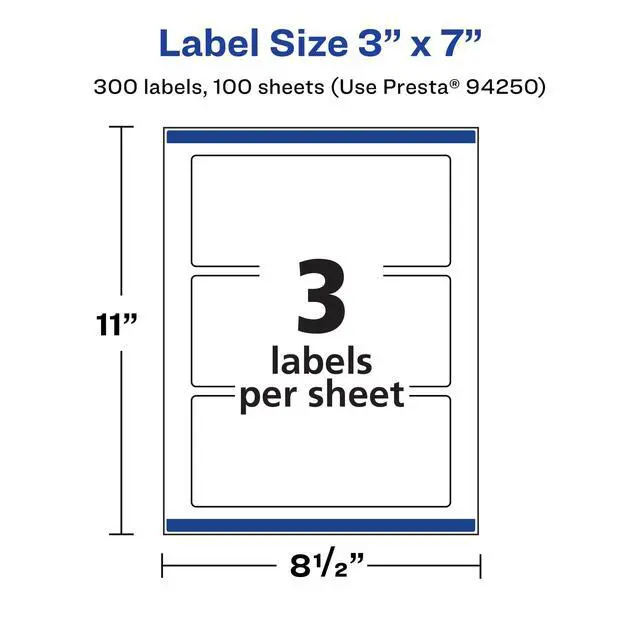 Alt view image 5 of 7 - ® Matte White Rectangle Labels, Sure Feed® Technology, 3" x 7", 300 Matte White Printable Labels