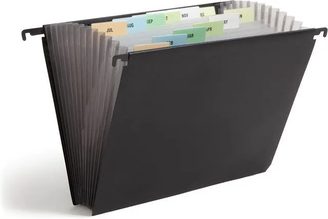 Main image of Poly Hanging Expanding File, 12 Dividers, Letter Size, Black (65125) (Pack of 12)