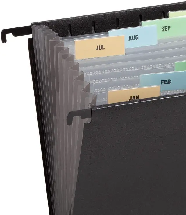 Alt view image 4 of 5 - Poly Hanging Expanding File, 12 Dividers, Letter Size, Black (65125) (Pack of 12)