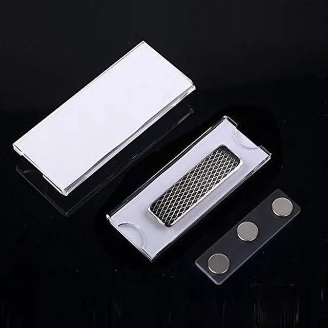 Alt view image 5 of 7 - 100 Pack Name Badge Magnets, Magnetic Name Badge Holders, Name Tag Magnet Backs with 3 Powerful Neodymium Magnets and 3M Adhesive Front Plate